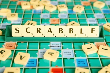 Scrabble square letters spelling out the word scrabble