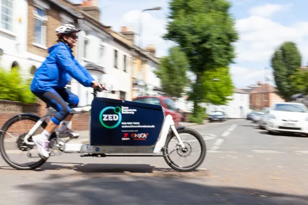A Zed bike rider on a delivery 