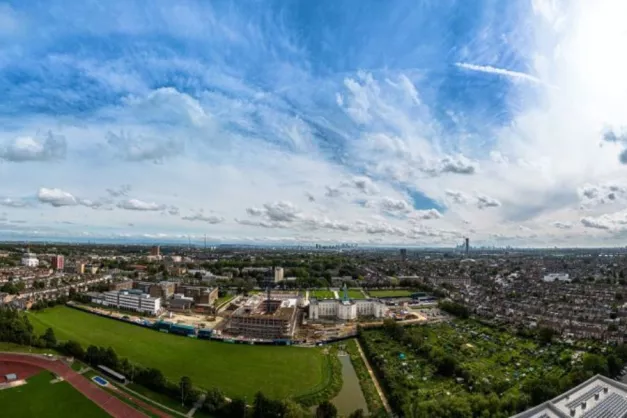 A panoramic image of Walthamstow from the back of the Town Hall