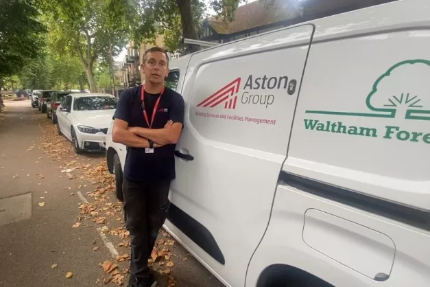 Gas Engineer standing in front of a van 