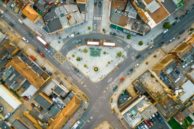 Aerial shot of Albert Crescent 