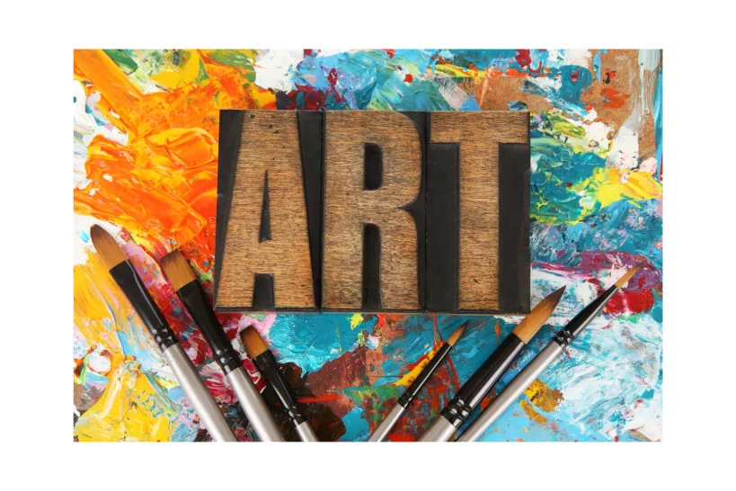 image of the word Art surrounded by art materials
