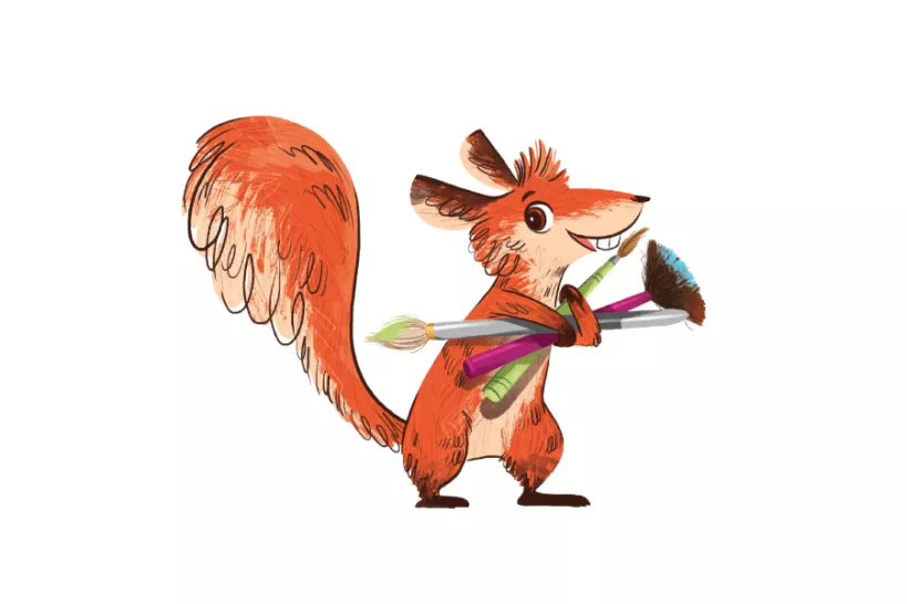 An illustration of Tails, the red squirrel, a character from the Summer Reading Challenge 2024 